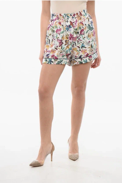 Dior Floral Patterned Silk Shorts In Multi