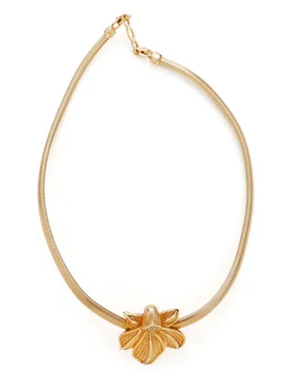 Pre-owned Dior Floral Pendant Necklace In 金色