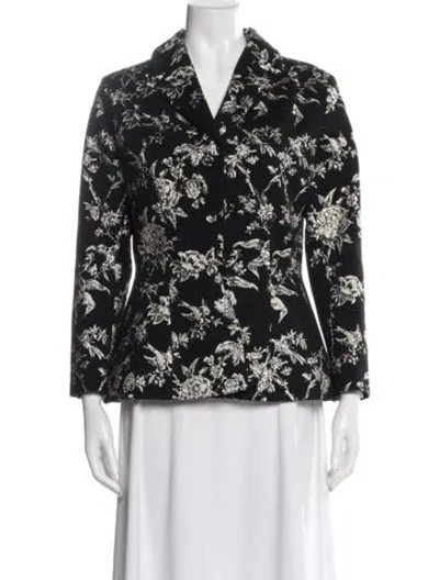 Pre-owned Dior Floral Print Blazer In Black