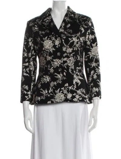 Pre-owned Dior Floral Print Blazer In Black