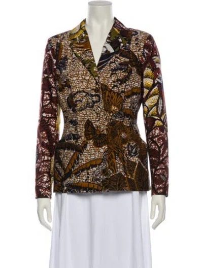 Pre-owned Dior Floral Print Blazer In Brown