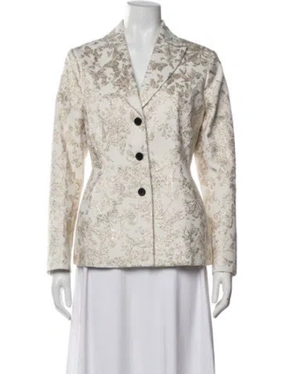 Pre-owned Dior Floral Print Blazer In Neutrals