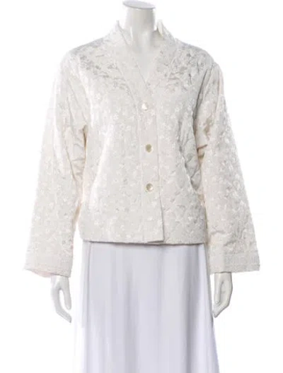 Pre-owned Dior Floral Print Blazer In White