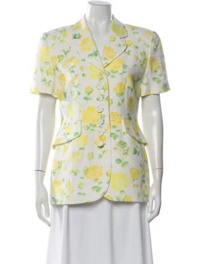 Pre-owned Dior Floral Print Blazer In White