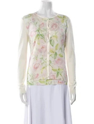 Pre-owned Dior Floral Print Cardigan Set In Neutral