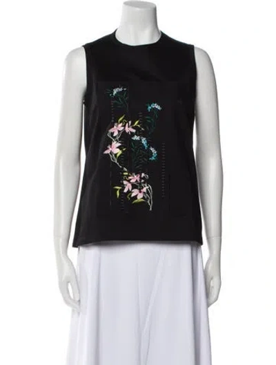 Pre-owned Dior Floral Print Crew Neck Top In Multi