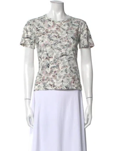 Pre-owned Dior Floral Print Crew Neck T-shirt In Blue