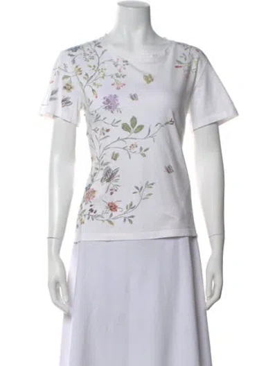 Pre-owned Dior Floral Print Crew Neck T-shirt In Gray
