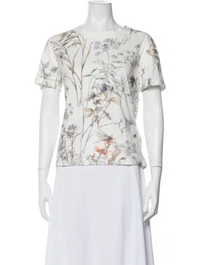 Pre-owned Dior Floral Print Crew Neck T-shirt In Neutral