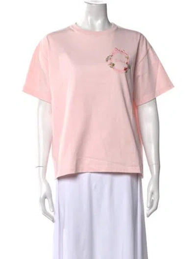 Pre-owned Dior Floral Print Crew Neck T-shirt W/ Tags In Pink