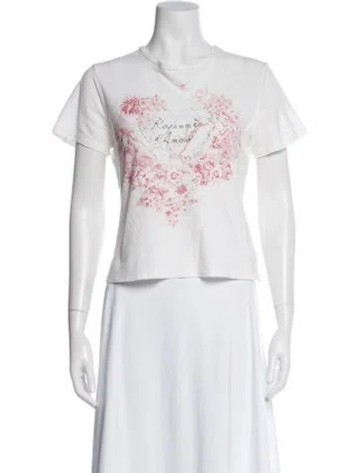 Pre-owned Dior Floral Print Crew Neck T-shirt In White