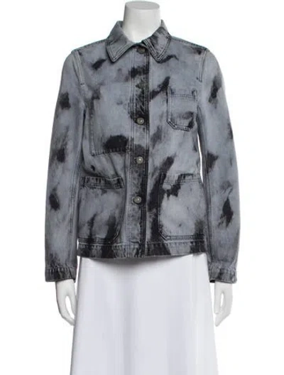 Pre-owned Dior Floral Print Denim Jacket In Blue
