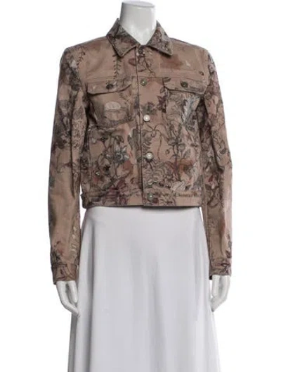 Pre-owned Dior Floral Print Denim Jacket In Pink