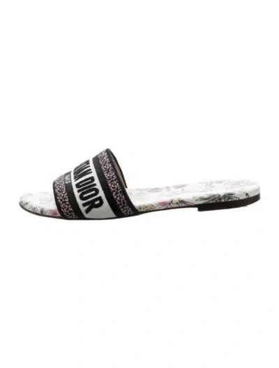 Pre-owned Dior Floral Print Embroidered Accent Flats In Neutral