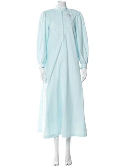 Pre-owned Dior Floral Print Embroidered Accent Nightgown In Blue