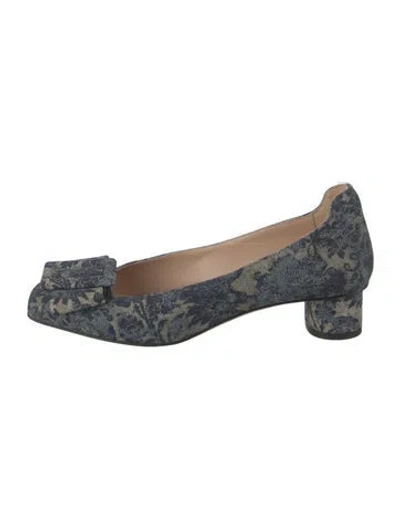 Pre-owned Dior Floral Print Flats In Blue