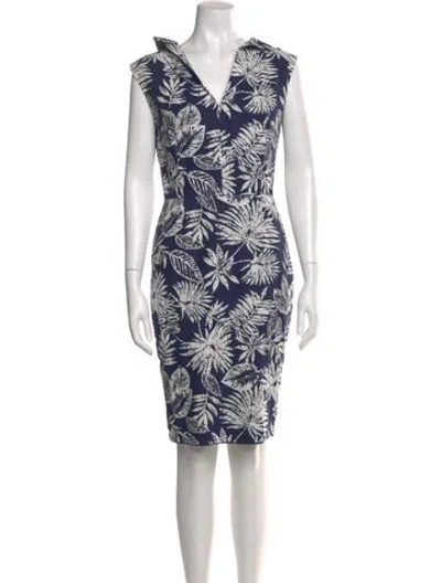 Pre-owned Dior Floral Print Knee-length Dress In Blue