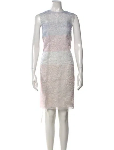 Pre-owned Dior Floral Print Knee-length Dress In Blue