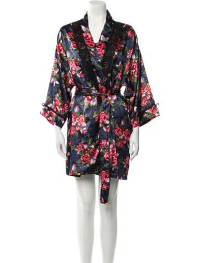 Pre-owned Dior Floral Print Lace Trim Embellishment Dress Set In Black