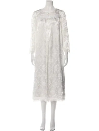 Pre-owned Dior Floral Print Lace Trim Embellishment Nightgown In Neutrals