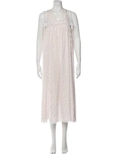 Pre-owned Dior Floral Print Lace Trim Embellishment Nightgown In Pink