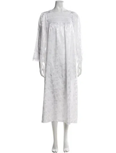 Pre-owned Dior Floral Print Lace Trim Embellishment Nightgown In White