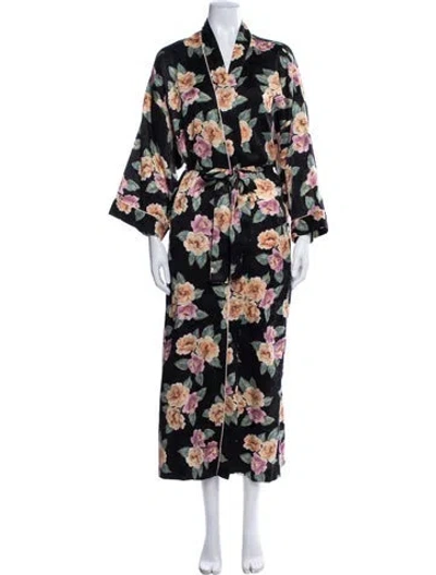 Pre-owned Dior Floral Print Lace Trim Embellishment Robe In Multi