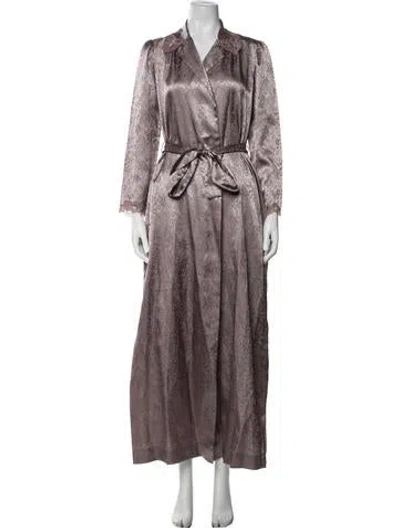 Pre-owned Dior Floral Print Lace Trim Embellishment Robe W/ Tags In Purple