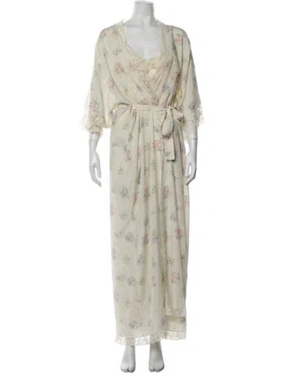 Pre-owned Dior Floral Print Lace Trim Embellishment Set In Neutral