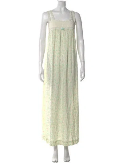 Pre-owned Dior Floral Print Long Dress In Green