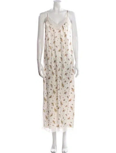 Pre-owned Dior Floral Print Long Dress In Neutral