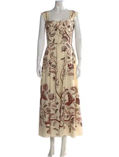 Pre-owned Dior Floral Print Long Dress In Neutral