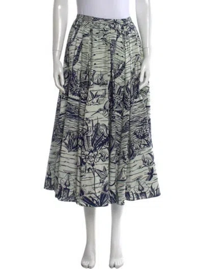 Pre-owned Dior Floral Print Long Skirt In White