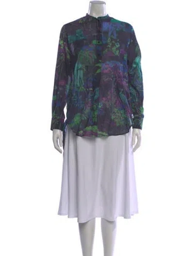 Pre-owned Dior Floral Print Long Sleeve Blouse In Multi