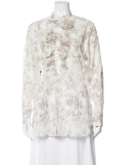Pre-owned Dior Floral Print Long Sleeve Blouse In Multi