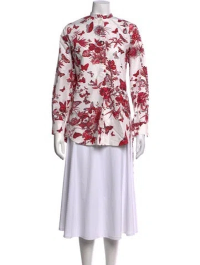 Pre-owned Dior Floral Print Long Sleeve Blouse In Pink