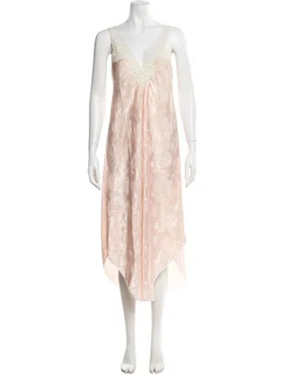Pre-owned Dior Floral Print Mesh Accents Nightgown In Pink