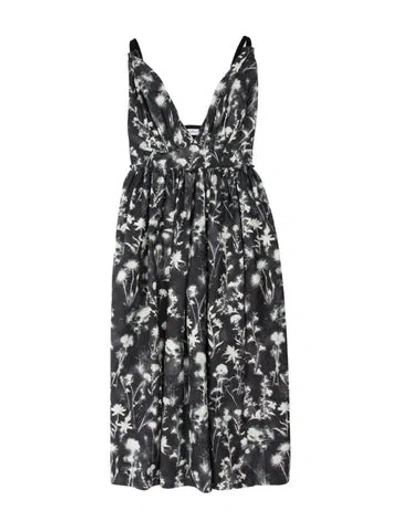 Pre-owned Dior Floral Print Midi Length Dress In Gray