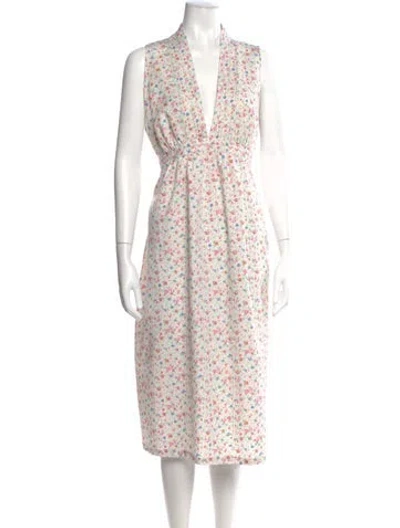 Pre-owned Dior Floral Print Midi Length Dress In Neutral