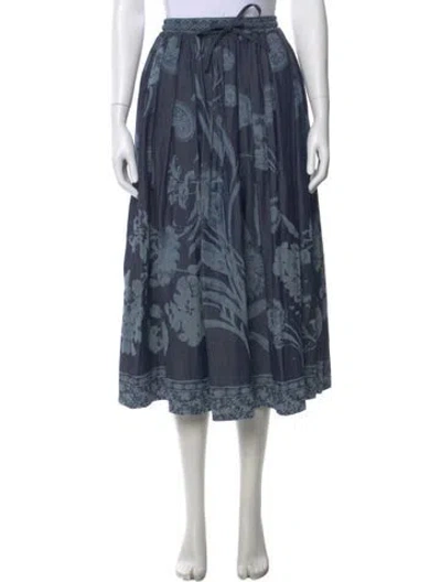 Pre-owned Dior Floral Print Midi Length Skirt In Blue
