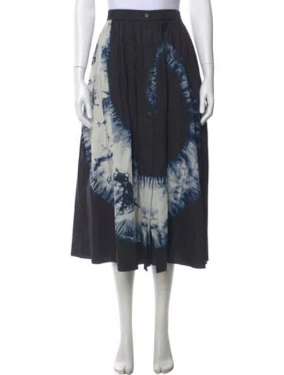 Pre-owned Dior Floral Print Midi Length Skirt In Blue