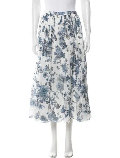 Pre-owned Dior Floral Print Midi Length Skirt In Blue