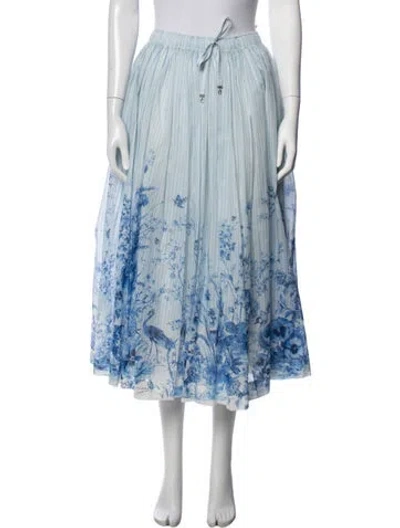 Pre-owned Dior Floral Print Midi Length Skirt In Blue
