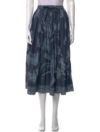 Pre-owned Dior Floral Print Midi Length Skirt In Blue