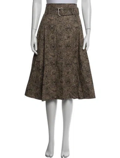 Pre-owned Dior Floral Print Midi Length Skirt In Brown