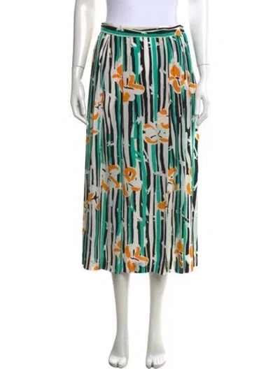 Pre-owned Dior Floral Print Midi Length Skirt In Green