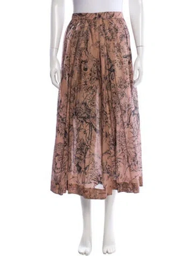 Pre-owned Dior Floral Print Midi Length Skirt In Neutral