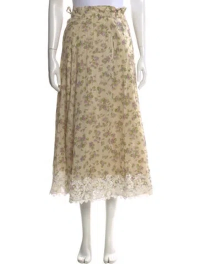 Pre-owned Dior Floral Print Midi Length Skirt In Neutral