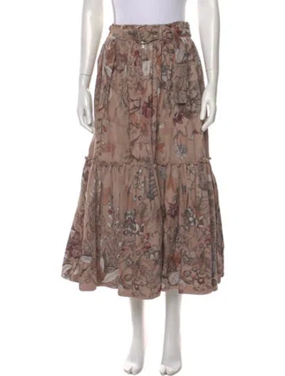 Pre-owned Dior Floral Print Midi Length Skirt In Neutral