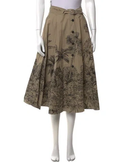 Pre-owned Dior Floral Print Midi Length Skirt In Neutrals